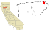 Tehama County California Incorporated and Unincorporated areas Mineral Highlighted.svg