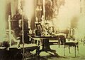 This photograph of the Library in Combermere Abbey was taken by Sybell Corbet in 1891