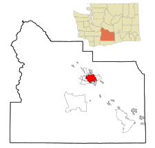 Yakima County Washington Incorporated and Unincorporated areas Yakima Highlighted.svg