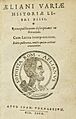 Claudius Aelianus. De variae historiae. 1610.