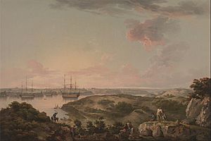 John Thomas Serres - Port Mahon, Minorca with British Men-of-War at Anchor - Google Art Project.jpg