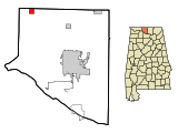 Limestone County Alabama Incorporated and Unincorporated areas Lester Highlighted.svg