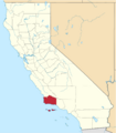 Map of California highlighting Santa Barbara County