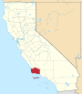 Mapa de California con la ubicación del condado de Santa Bárbara