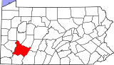 Map of Pennsylvania highlighting Westmoreland County.svg