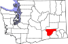 Mapa de Washington con la ubicación del condado de Franklin