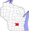 Map of Wisconsin highlighting Columbia County