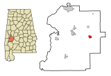 Marengo County Alabama Incorporated and Unincorporated areas Thomaston Highlighted.svg