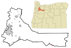 Marion County Oregon Incorporated and Unincorporated areas Idanha Highlighted.svg