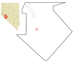 Mineral County Nevada Incorporated and Unincorporated areas Hawthorne Highlighted.svg