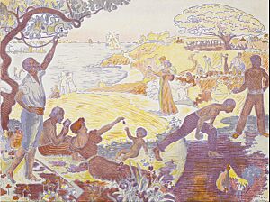 Archivo:Paul Signac - In the Time of Harmony- The Joy of Life--Sunday by the Sea - Google Art Project