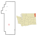 Pend Oreille County Washington Incorporated and Unincorporated areas Cusick Highlighted.svg