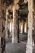 Pillars in mantapa of Raghunatha temple in Hampi