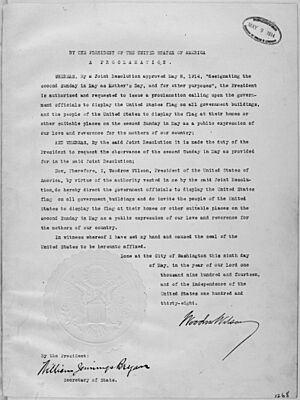 Archivo:President Woodrow Wilson's Mother's Day Proclamation of May 9, 1914 (Presidential Proclamation 1268). - NARA - 299965
