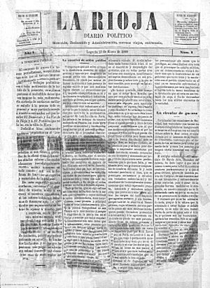 Archivo:Primer número del periódico regional La Rioja, año 1889