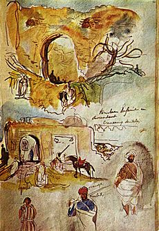 Archivo:Stadtmauer von Meknes (aus dem marokkanischen Skizzenbuch, Eugène Delacroix)