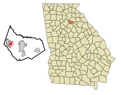 Barrow County Georgia Incorporated and Unincorporated areas Carl Highlighted.svg