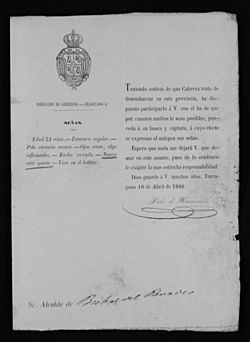 Archivo:Document La Bisbal 1860