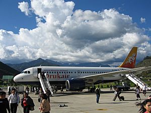Archivo:Drukair Airbus A319 at Paro Airport No1