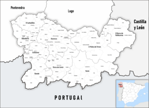 Archivo:Karte Gemeinden und Gerichtsbezirke Provinz Ourense 2022-es