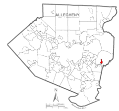 Map of Pitcairn, Allegheny County, Pennsylvania Highlighted.png