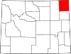 Mapa de Wyoming con la ubicación del condado de Crook