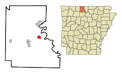Marion County Arkansas Incorporated and Unincorporated areas Flippin Highlighted.svg