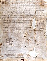 Piae Postulatio Voluntatis bull of Pope Paschal II, 1113.jpg