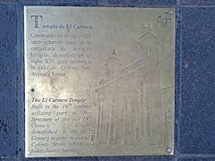 Placa del Templo Nuestra Señora del Carmen