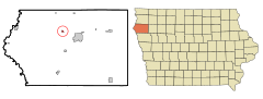 Plymouth County Iowa Incorporated and Unincorporated areas Brunsville Highlighted.svg