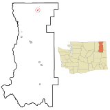 Stevens County Washington Incorporated and Unincorporated areas Northport Highlighted.svg