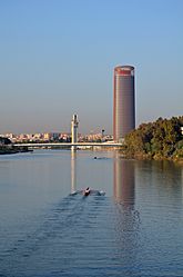Archivo:Torre Sevilla desde Puente de la Barqueta
