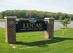 City sign, Lucas, Lucas County, Iowa.jpg