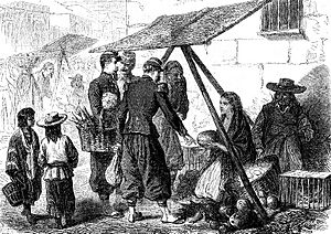 Archivo:Intervención francesa en México. Ilustración de 1874 de soldados franceses en México en 1862.