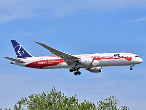 Archivo:LOT Polish Airlines Boeing 787-9 Dreamliner SP-LSC (Proud of Polish Independence Polish side) approaching JFK Airport