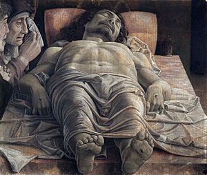 Archivo:Lamentación sobre Cristo muerto, por Andrea Mantegna
