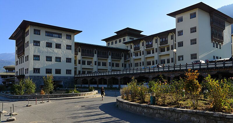 Main building, JDWNRH Hospital, Thimphu