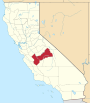 Mapa de California con la ubicación del condado de Fresno