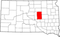 Map of South Dakota highlighting Hand County