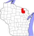 Map of Wisconsin highlighting Forest County