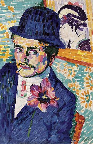 Archivo:Robert Delaunay L'homme à la tulipe (Portrait de Jean Metzinger) 1906