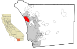 San Diego County California Incorporated and Unincorporated areas Carlsbad Highlighted.svg