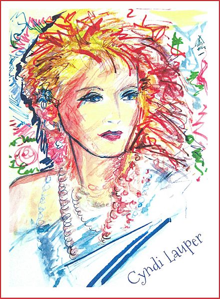 Sketch of Cyndi Lauper by Artist Pauline Luu New York (NY) 2016 (27633066763)