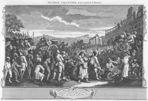 Archivo:William Hogarth - Industry and Idleness, Plate 11; The Idle 'Prentice Executed at Tyburn