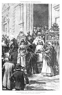 Archivo:1887-04-22, La Ilustración Española y Americana, La salida de misa, en Calatravas, Manuel Domínguez, Rico