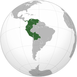 Archivo:Bolivarian Countries (orthographic projection)