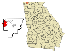 Catoosa County Georgia Incorporated and Unincorporated areas Fort Oglethorpe Highlighted.svg