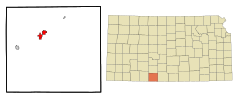Comanche County Kansas Incorporated and Unincorporated areas Coldwater Highlighted.svg