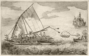 Archivo:De Eendracht onderschept een Catamaran, Willem Cornelisz Schouten van Hoor (1615 - 1617)