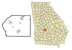 Dooly County Georgia Incorporated and Unincorporated areas Byromville Highlighted.svg